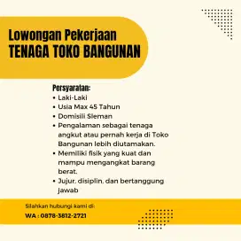 LOWONGAN KERJA TENAGA TOKO BANGUNAN