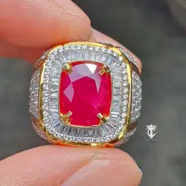 Batu Permata Mulia Natural RED Ruby Burma Myanmar 3.16 Ct GRI Lab Memo