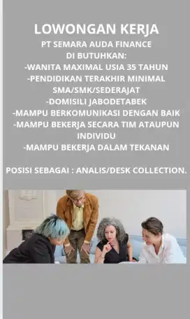 LOKER SEBAGAI DESK COLLECTION (WANITA)