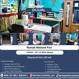 Dijual Rumah di Metland Puri 1 1/5 Lantai, Unfurnish, Lokasi Strategis