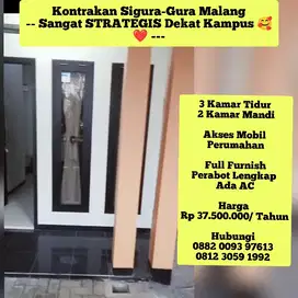 KONTRAKAN MALANG SIGURA 3 KAMAR FULL FURNISH