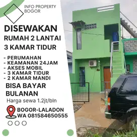 RUMAH DISEWAKAN 3 KAMAR 2 LANTAI MASUK MOBIL BOGOR CIOMAS