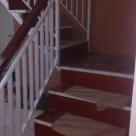 reling tangga handel kayu besi warna putih