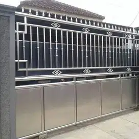 pagar rumah stenlis bahan plat