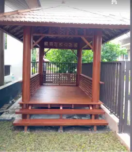 Jual saung Gazebo berbahan kayu kelapa/ Gelugu