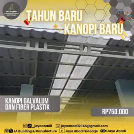 KANOPI GALVANIS DAN FIBER PLASTIK UNTUK CARPORT DAN ATAU HALAMAN RUMAH