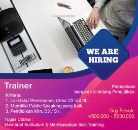 Di Buka Loker Untuk Trainer Specialist