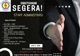 DIBUTUHKAN SEGERA! Staff administrasi di Raya Pilang - Sidoarjo