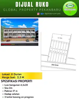 Dijual Ruko Jalan Durian Tengah Kota & Tengah Jalan Usaha