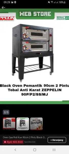 Dijual oven gas zeppelin,2 pintu,pematik