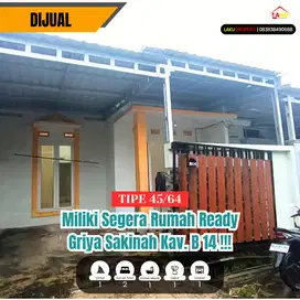 Rumah Ready Siap Huni  diPerumahan GRIYA SAKINAH Kav B 14