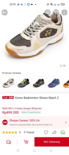 Sepatu badminton Yonex original Mach 2 no 40