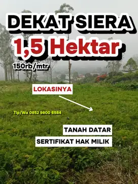 DIJUAL TANAH 1,5 HEKTAR DI MALINO DEKAT WISATA SIERA