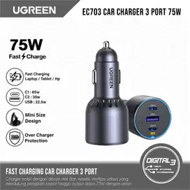 UGREEN EC703 Car Charger Dual Port USB C + USB A 75W Fast Charging PD