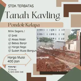 Tanah Kavling Ruko Rumah pinggir jalan pondok kelapa diren sawit