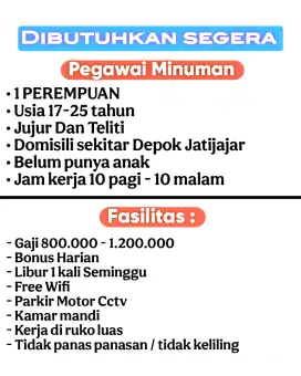 Info loker Lowongan jaga minuman di ruko