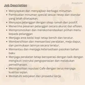 Dibutuhkan segera! Barista di Area Depok