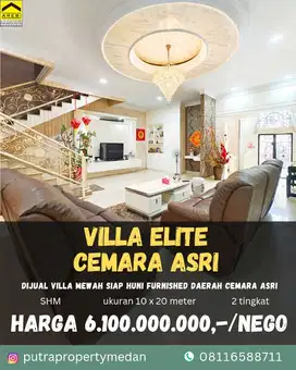 DIJUAL VILLA DIKAWASAN ELITE CEMARA ASRI