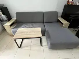 SOFA L CELLINI tipe studio warna abu muda