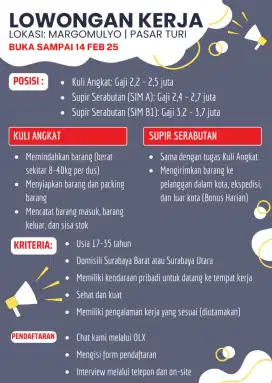 LOKER KULI SUPIR A, SUPIR B1