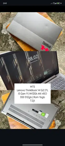 Laptop Thinkbook 14 G2 ITL i5 Gen 11 NVIDIA MX 450 SSD 512gb Ram1 16gb