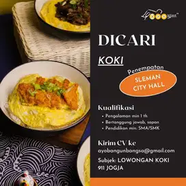 Lowongan Koki/Cook Jogja Sleman