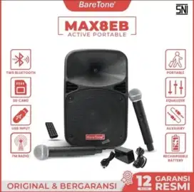 Speaker portable aktif Baretone max08eb max 08 eb 8 inch bluetooth ori