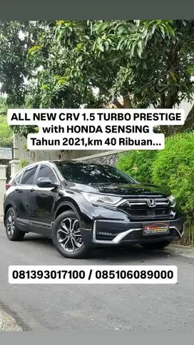 km 40 ribuan, ALL NEW CRV 1.5 TURBO PRESTIGE with HONDA SENSING, 2021