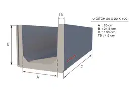 Jual u ditch 20x20x120 cm