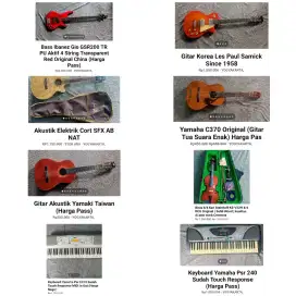 Gitar Akustik Elektrik Keyboard Bass Biola Kondisi Bekas