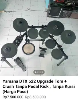 Drum Elektrik Yamaha Dtx 522 Upgrade Tom + Cymbal (Harga Pas)