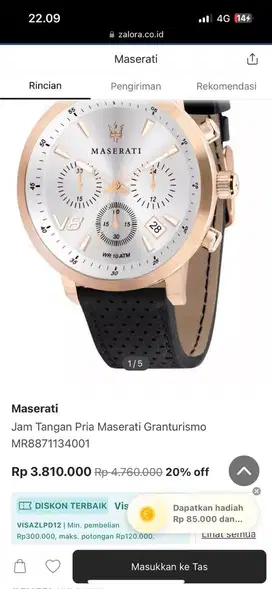 Jam Tangan Pria Maserati Jual Rugi