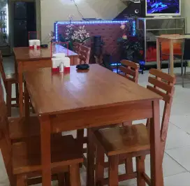 Meja kursi cafe resto kayu solid