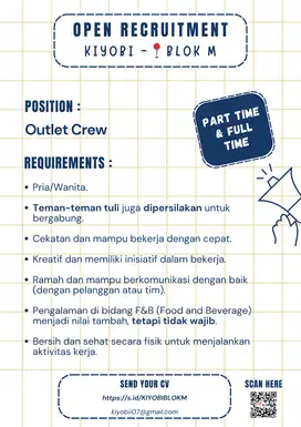 Outlet crew - Part time/Full time