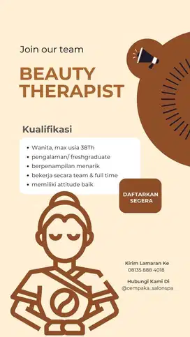 lowongan therapist spa salon