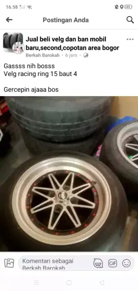 Jual cepet velg mobil ring 15, pcd 4 x 100