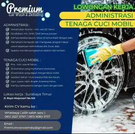 DIBUTUHKAN LOWONGAN PEKERJAAN UNTUK BAGIAN CUCI MOBIL