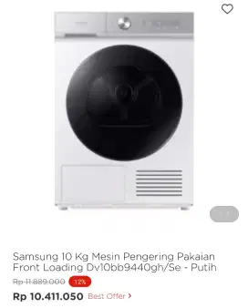 MESIN PENGERING PAKAIAN SAMSUNG 9KG DV90T7240BX