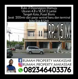 Ruko Jl Diponegoro Mamuju Ukuran 4.8 x 16.5X 2 Lantai Tengah kota.