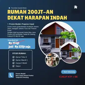 Rumah Dijual di Babelan, Bekasi 200 Jtaan Tanpa Bi Cheking Tanpa Riba