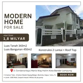 Dijual Rumah Modern 2 Lantai di Way Halim Bandar Lampung