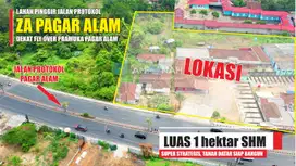 TANAH LUAS 1HA PINGGIR JALAN PROTOKOL JALUR 2 ZA PAGAR ALAM DIJUAL