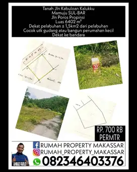 Tanah Jl Kabuloan Kalukku Mamuju SUL-BAR Jln Poros Propinsi dkt pelaba