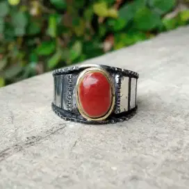 Cincin Batu Garut Merah Bahan Pancawarna