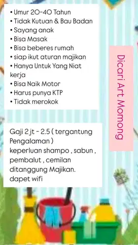dicari art momong menginap