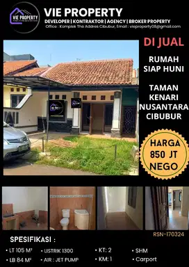 BANTING HARGA  DIJUAL CEPAT. Rumah siap huni Taman Kenari Nusantara