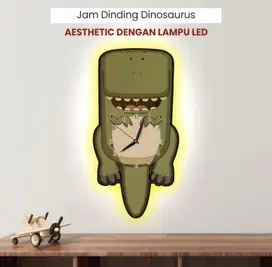 Jam dinding lampu tidur karakter Dino