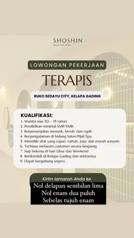 Lowongan Kerja Terapis Japanese Head Spa