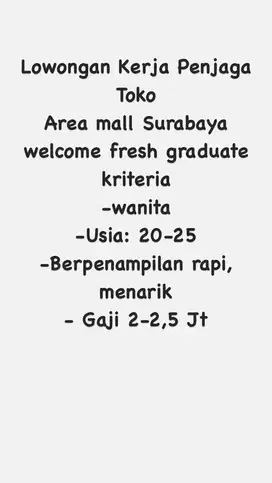 LOWONGAN PEKERJAAN SURABAYA