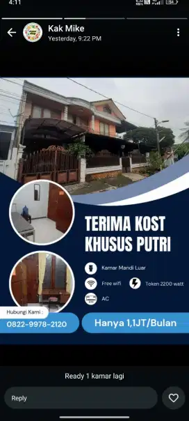 Kost Wanita Deasy (kamar mandi dalam)